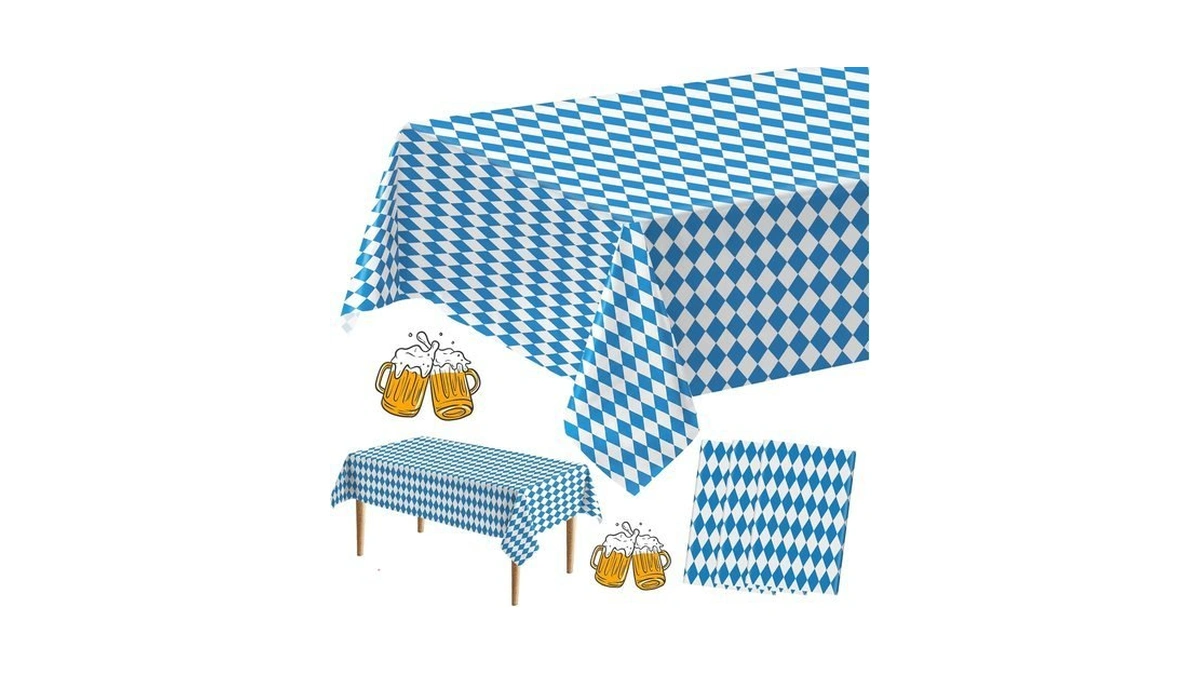 Hayfige 3 Pack Oktoberfest Tablecloth - Blue And White Checkered