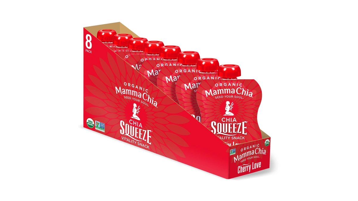 Mamma Chia Organic Vitality Squeeze Snack, Cherry Love, 16- 3.5