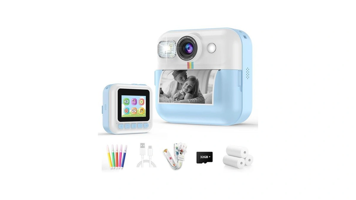 Kids Camera For Boys, Instant Print Camera With 1080p Video
