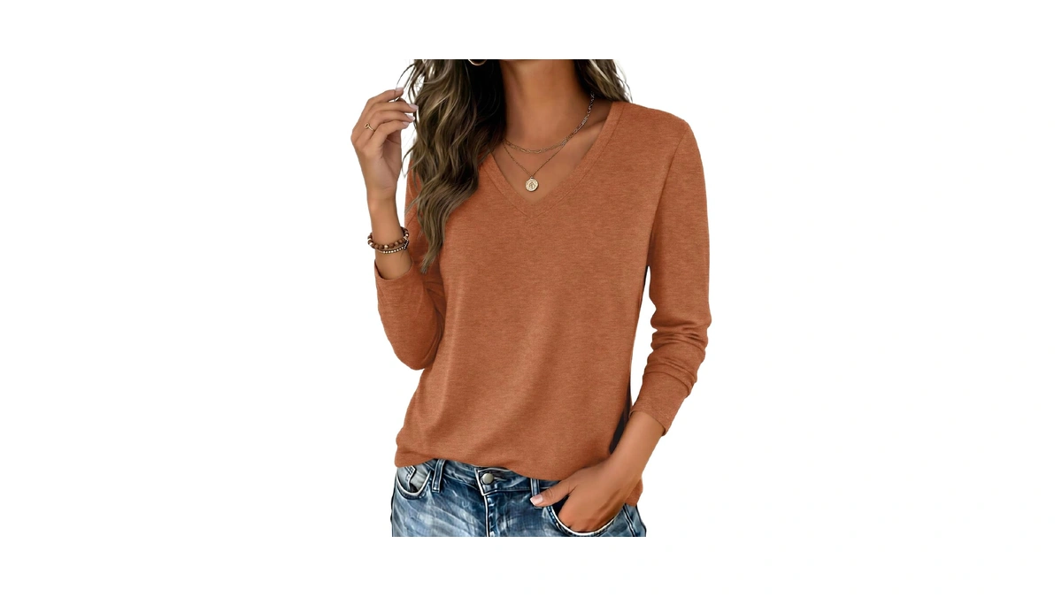 Zeagoo Long Sleeve Shirts For Women Casual Tshirts Shirts V