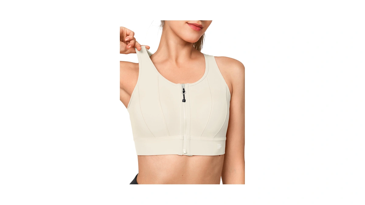 Yvette Front Closure High Impact Sports Bra For Women,ivory,xl A/c