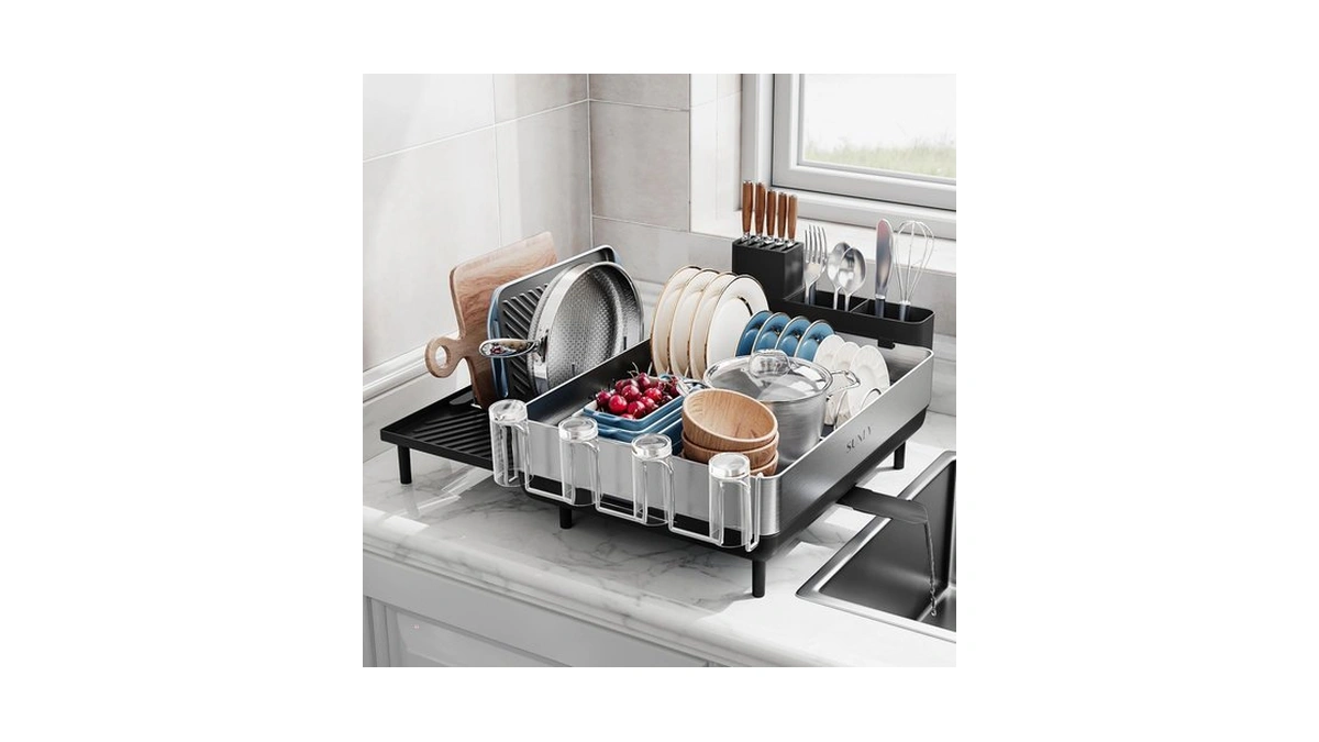 Sunly Large Dish Drying Rack, Expandable Dish Racks For Kitchen