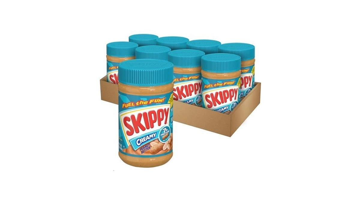 Skippy Creamy Peanut Butter, Plant Based Protein, 16.3oz X8