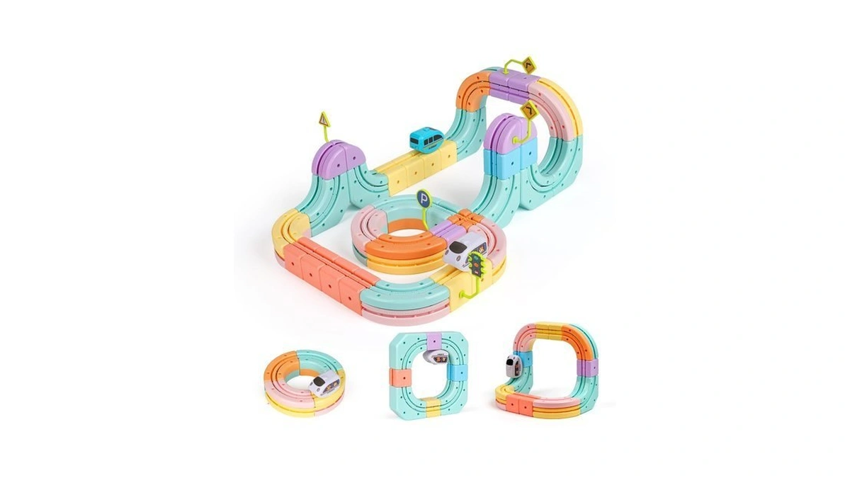Hot Bee Electric Train Set For Kids, 93pcs Gravity-defying 3d
