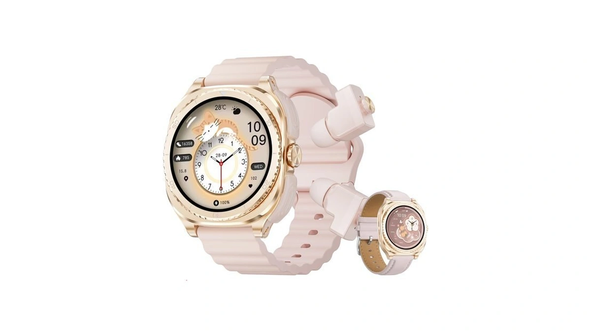 Fanchengzi Smart Watch With Earbuds For Women, 2 Straps Silicone