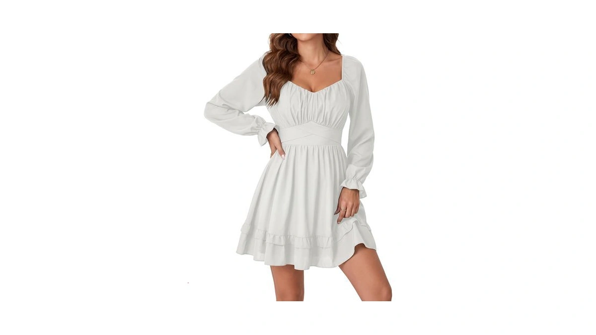 Kifoven Women's Long Sleeve Smocked Wrap Tiered Ruffle Flowy A