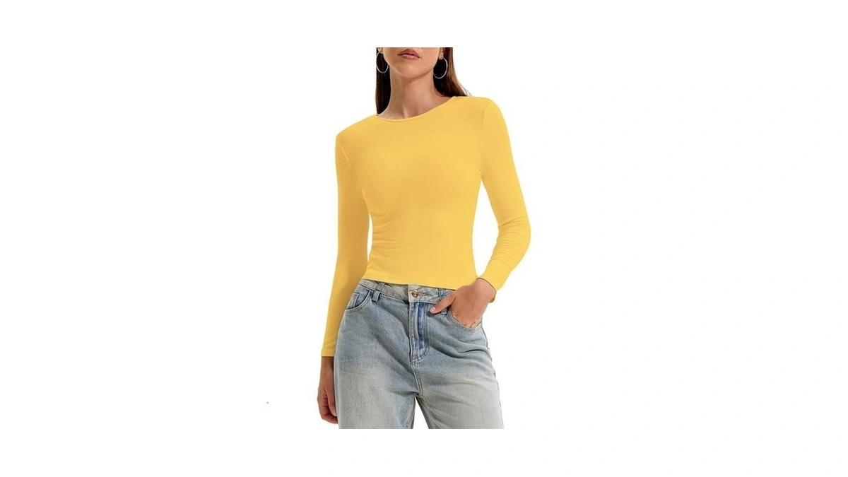 Tutqi Womens Long Sleeve Cotton Tee Y2k Fall Fashion Underscrub