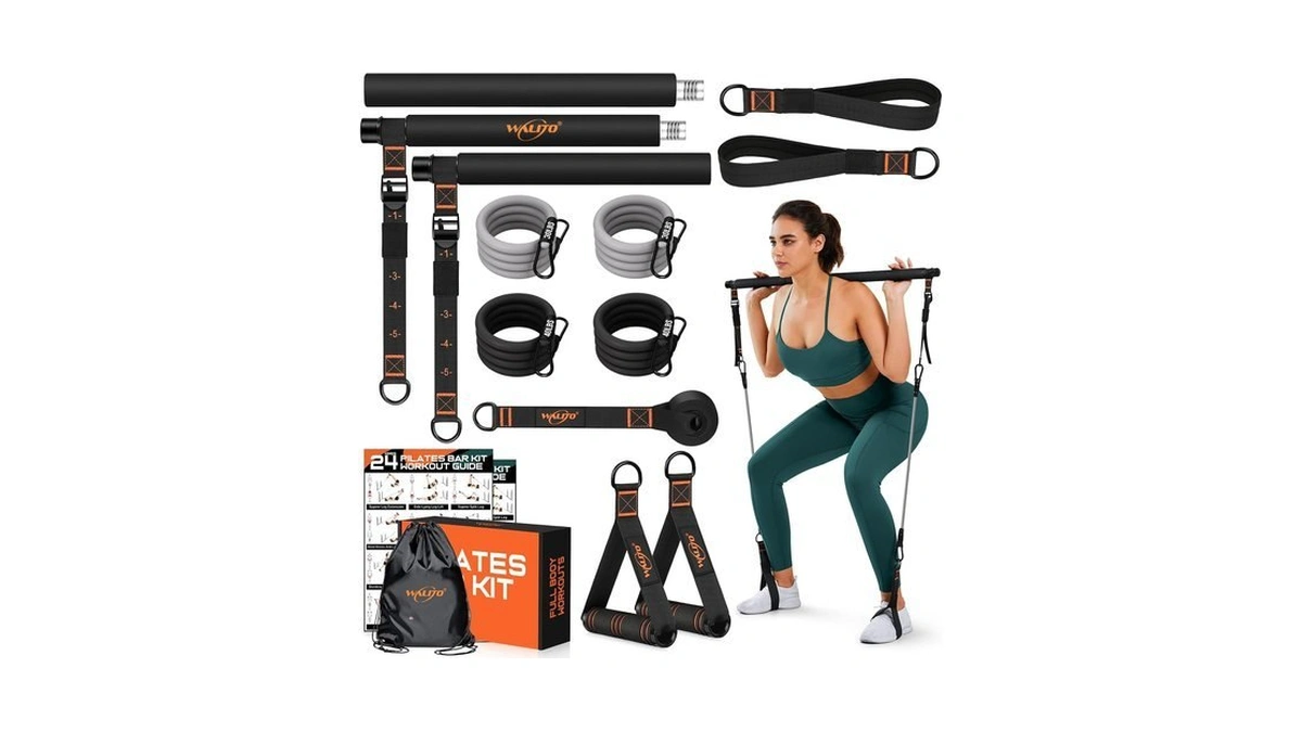 Pilates Bar Kit With Resistance Bands, Workout Equipment For Legs,