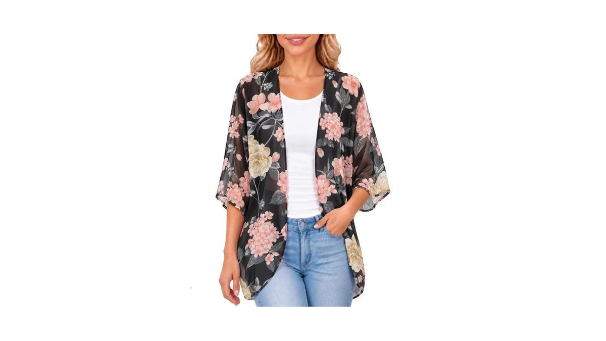 Amazon : Chunoy Women Floral Kimono Cardigan Ligh