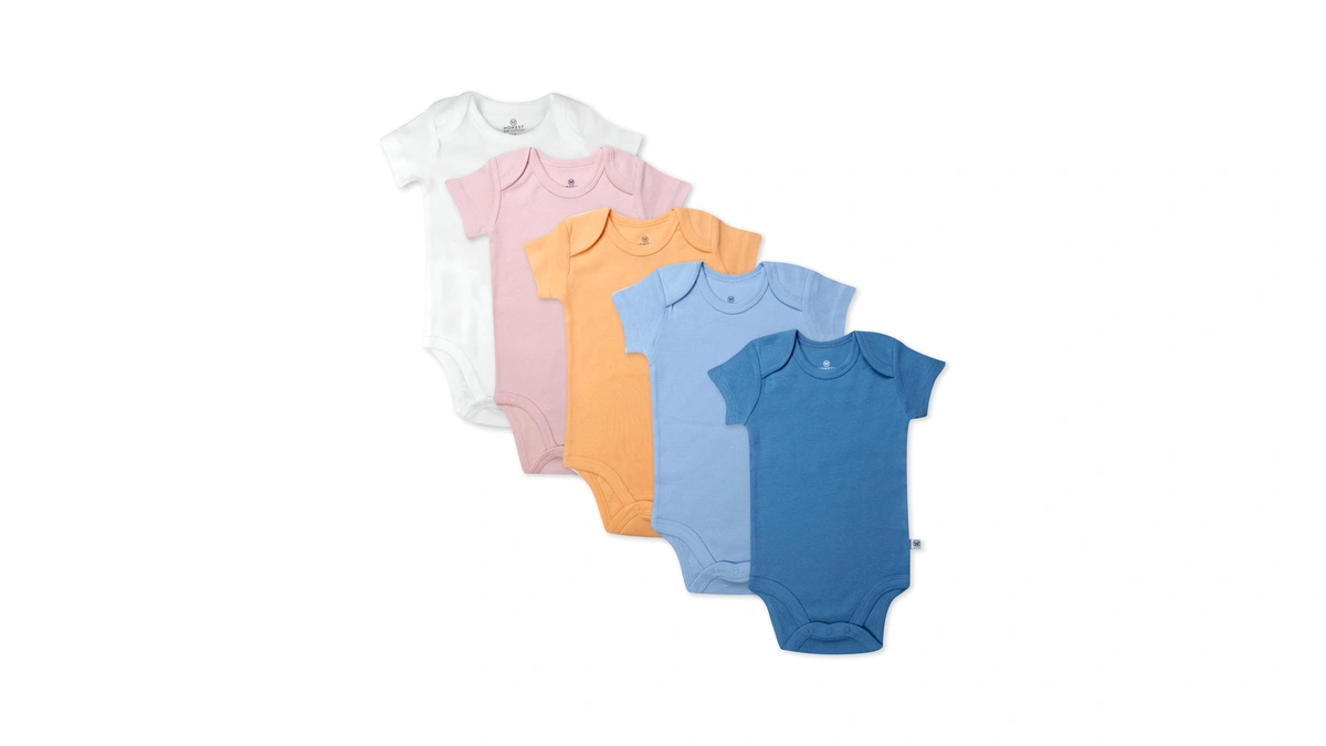 Honestbaby 5-pack Short Sleeve Bodysuits One-piece For Infant Baby Girls,