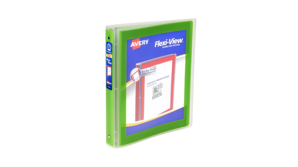 Avery® Flexi-view® 3 Ring Binder, 1" Round Rings, 1 Chartreuse