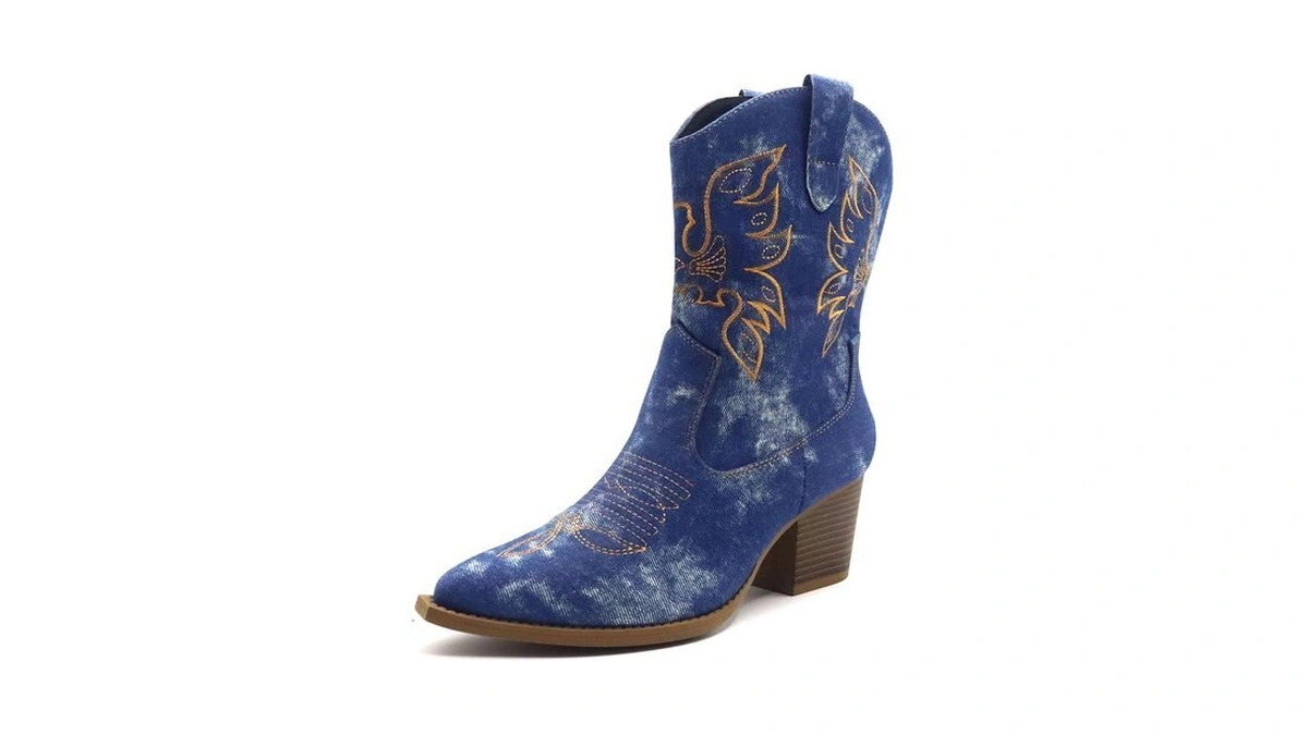 Imuu Cowboy Boots For Women Cowgirl Mid Calf Western Embroidered