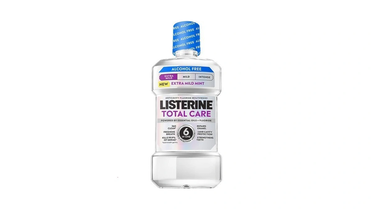 Listerine Extra Mild Alcohol Free Mouthwash, Total Care, 33.8 Fl.