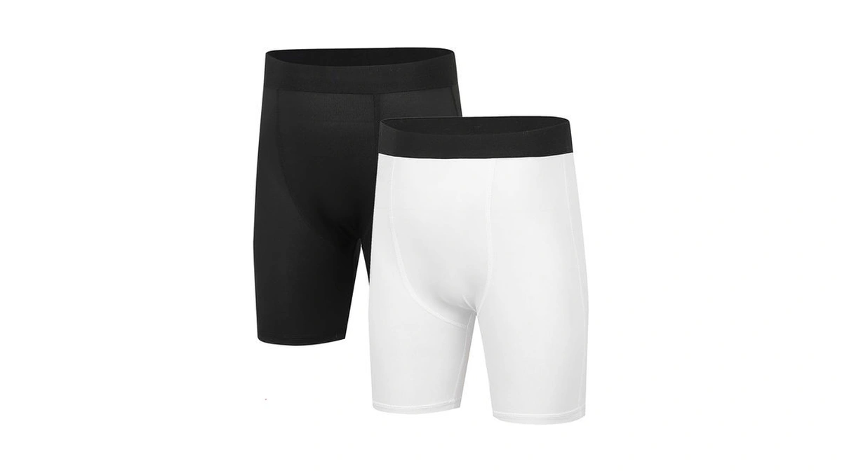 Teglraddix Youth Boy Compression Shorts For Sports Black+white S