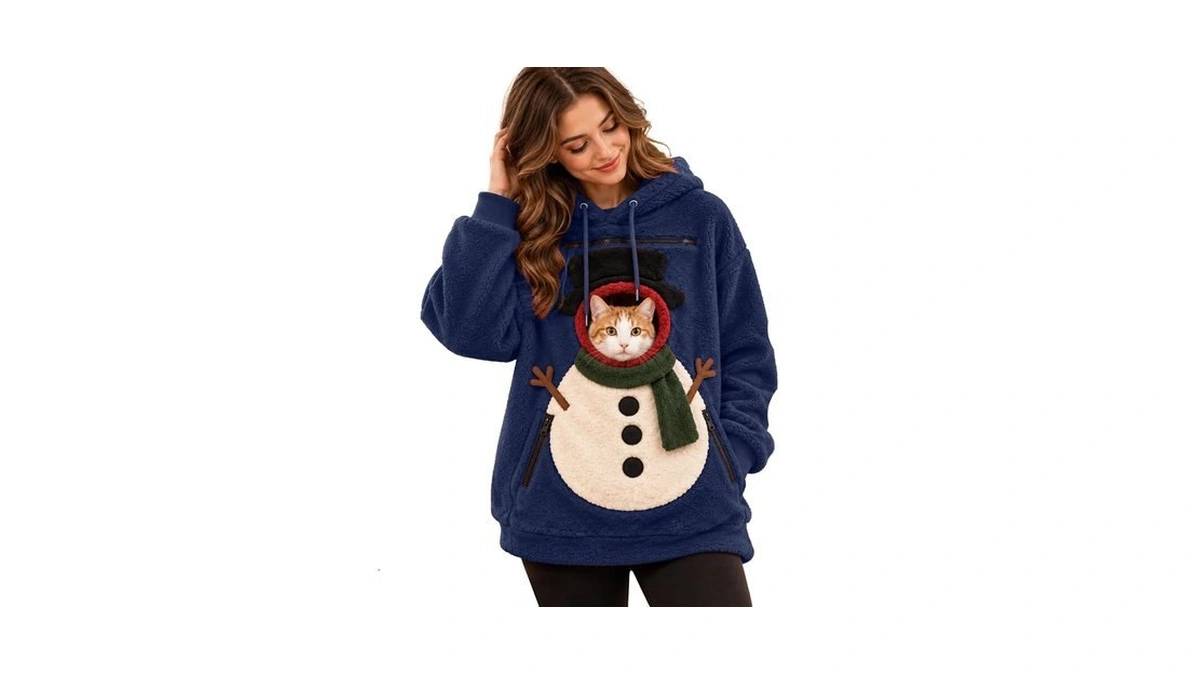 Pet Pouch Hoodie Women Ugly Christmas Sweater Carrier Animal Holder