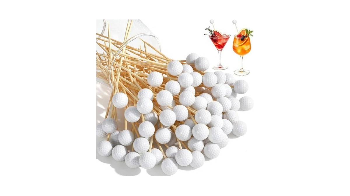 100 Golf Ball Cocktail Picks, 4.9 In Fancy Toothpicks For