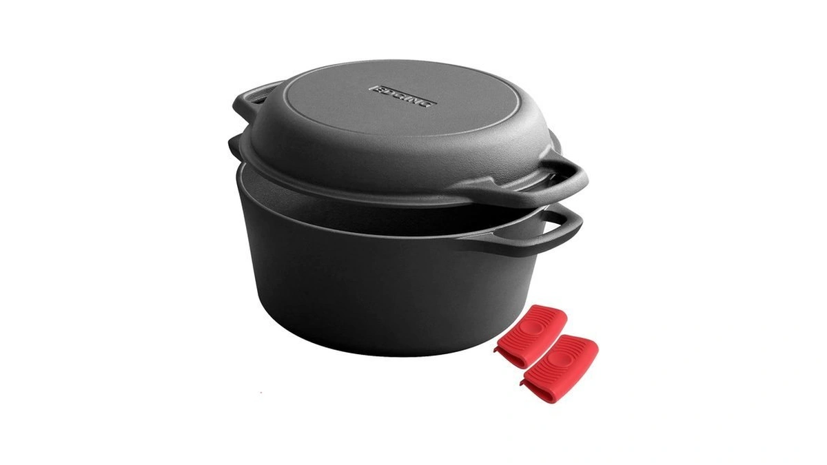 Edging Casting 2-in-1 Pre-seasoned Cast Iron Dutch Oven Pot With