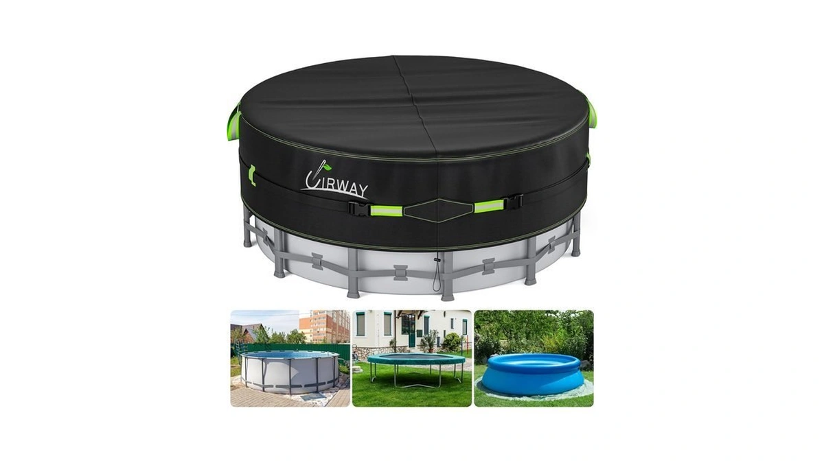 Uirway 18 Ft Winter Round Pool Cover With Reflective Strips,