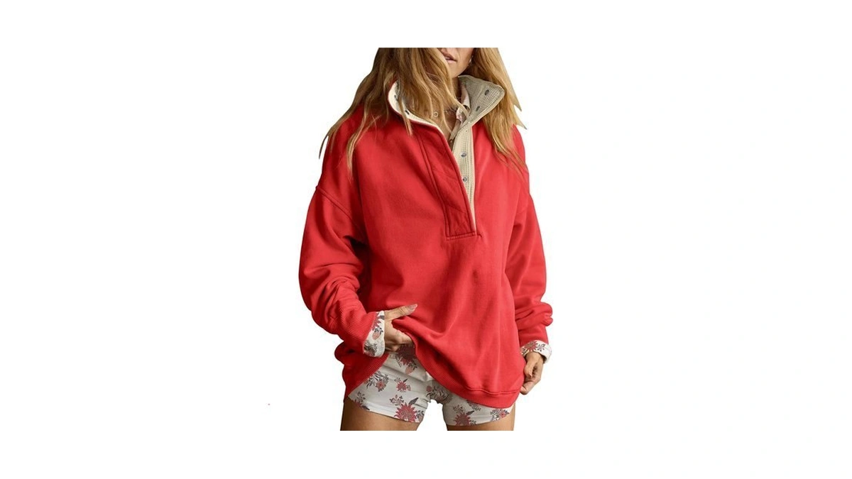 Mock Neck Sweatshirt Women Henley Fleece Fall Sweatshirts Sweat Shirts
