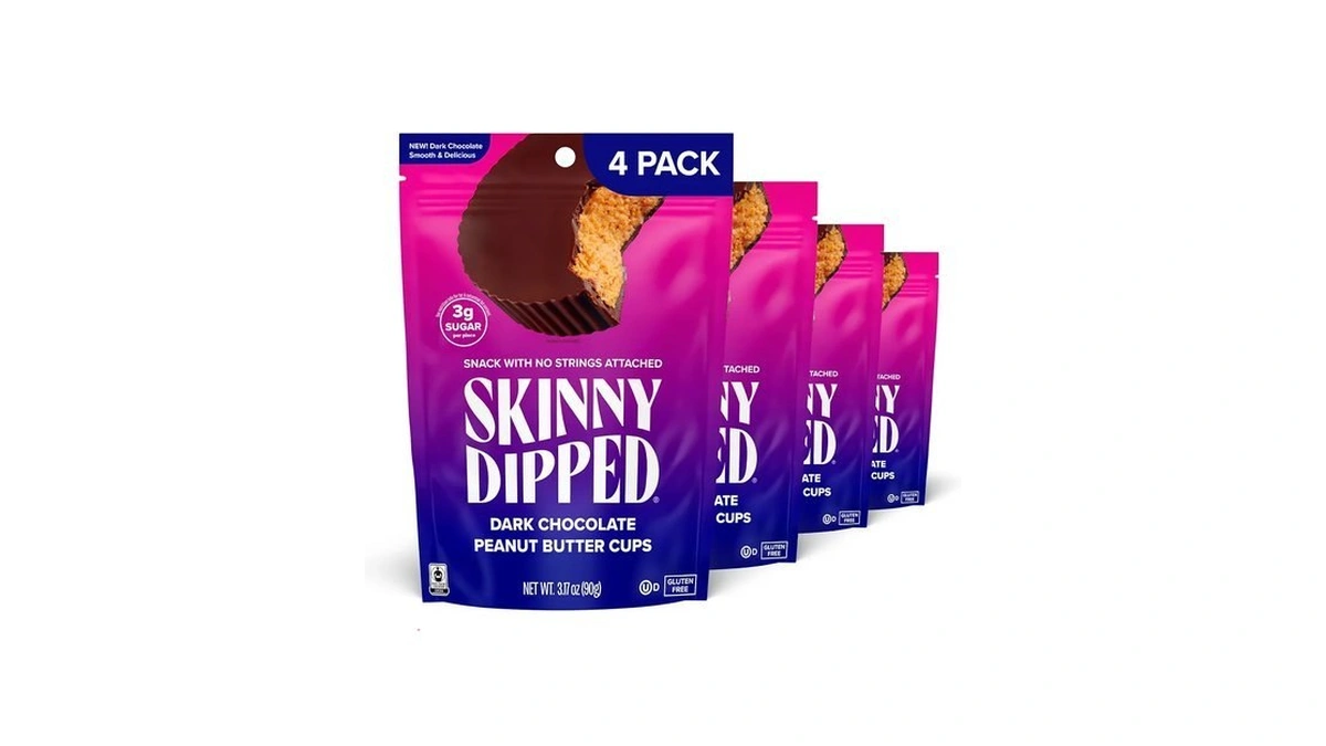 Skinnydipped Dark Chocolate Peanut Butter Cups, 3.17oz Bags | 4