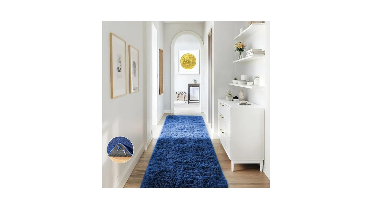 Ophanie Blue Runner Rug For Hallway, 2x6 Bedroom Bedside Living