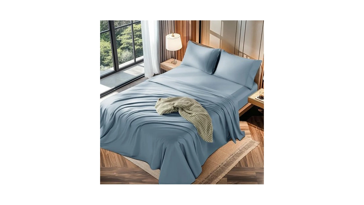 Lbro2m 100% Egyptian Cotton Sheets 1200 Tc, Deep Pocket 16",