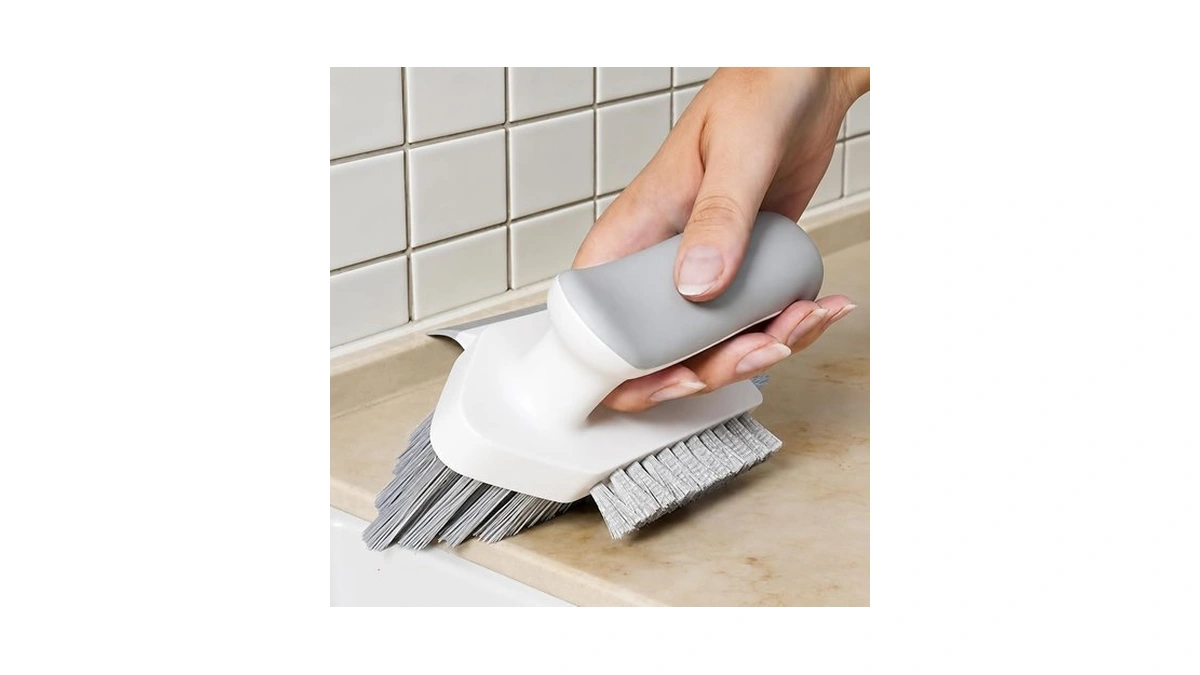 4-in-1 Grout And Corner Scrubber Brush With Scraper Tool, For