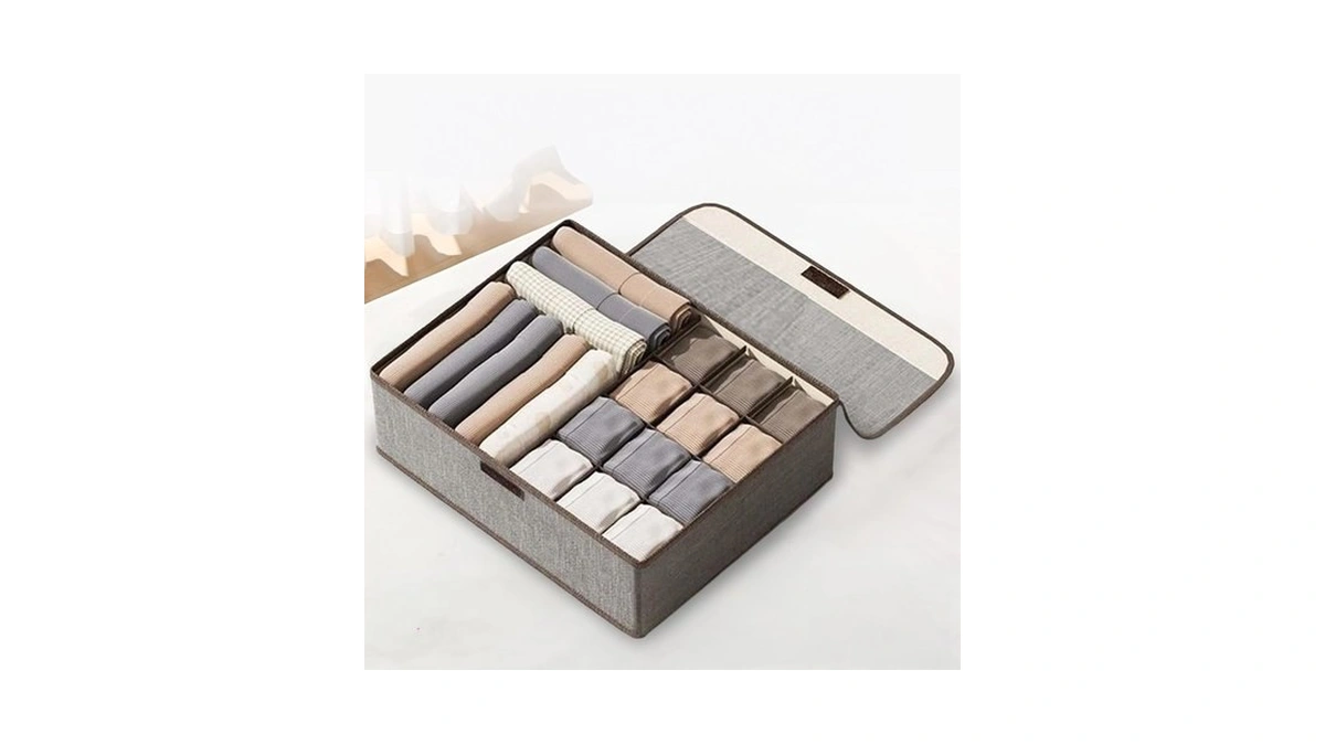 Linen Storage Box With Lid – 13-compartment Multi-section Organizer For