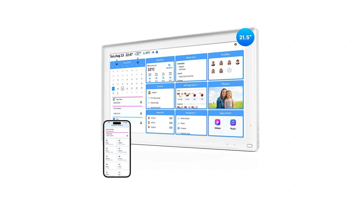 Everblog Homecal 21.5" Digital Family Calendar With Smart Fridge Management