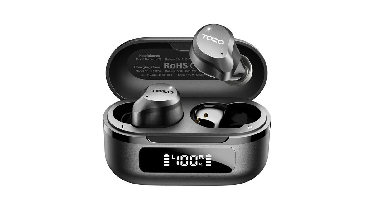 Tozo Nc9 Hybrid Active Noise Cancelling Wireless Earbuds, 60h, Led