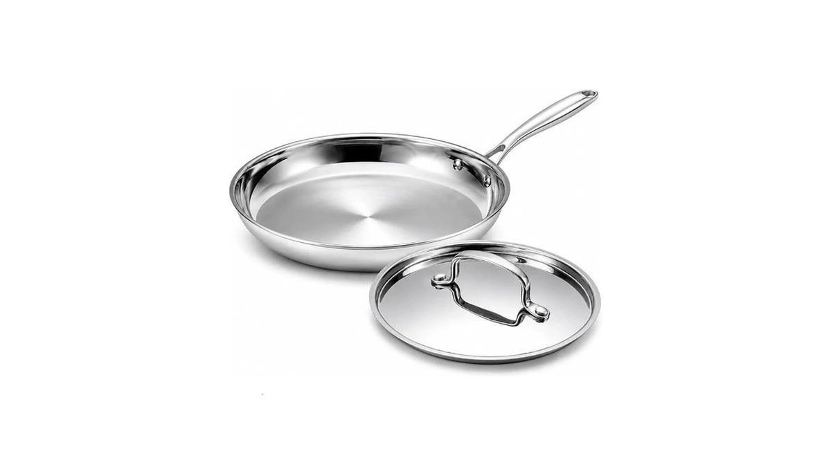Useluck 12 Inch Stainless Steel Frying Pan With Lid
