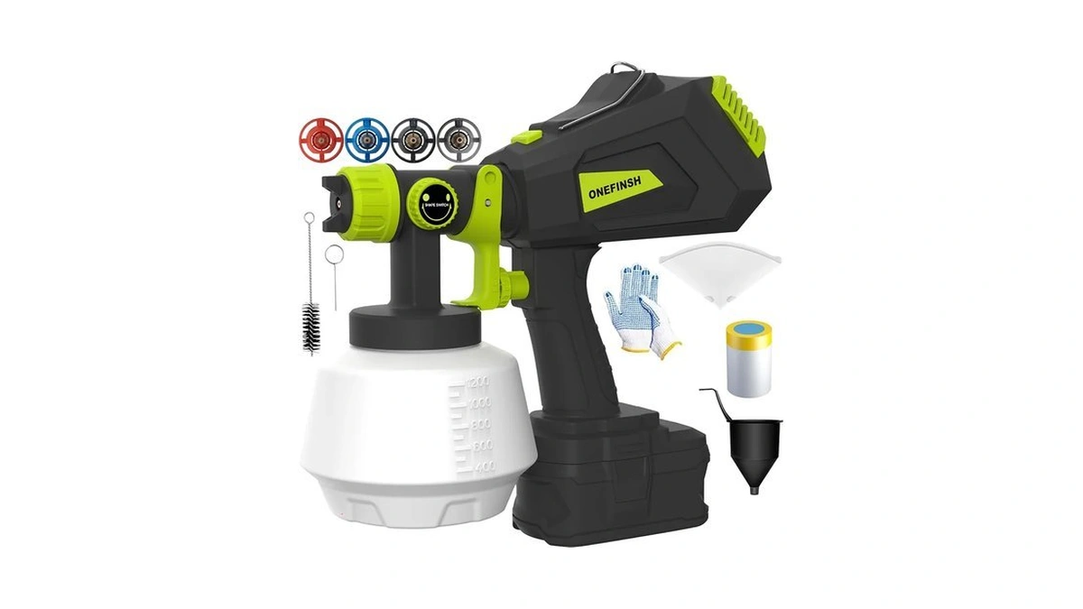 Onefinsh Cordless Paint Sprayer For Ryobi 18v Battery, Handheld Hvlp