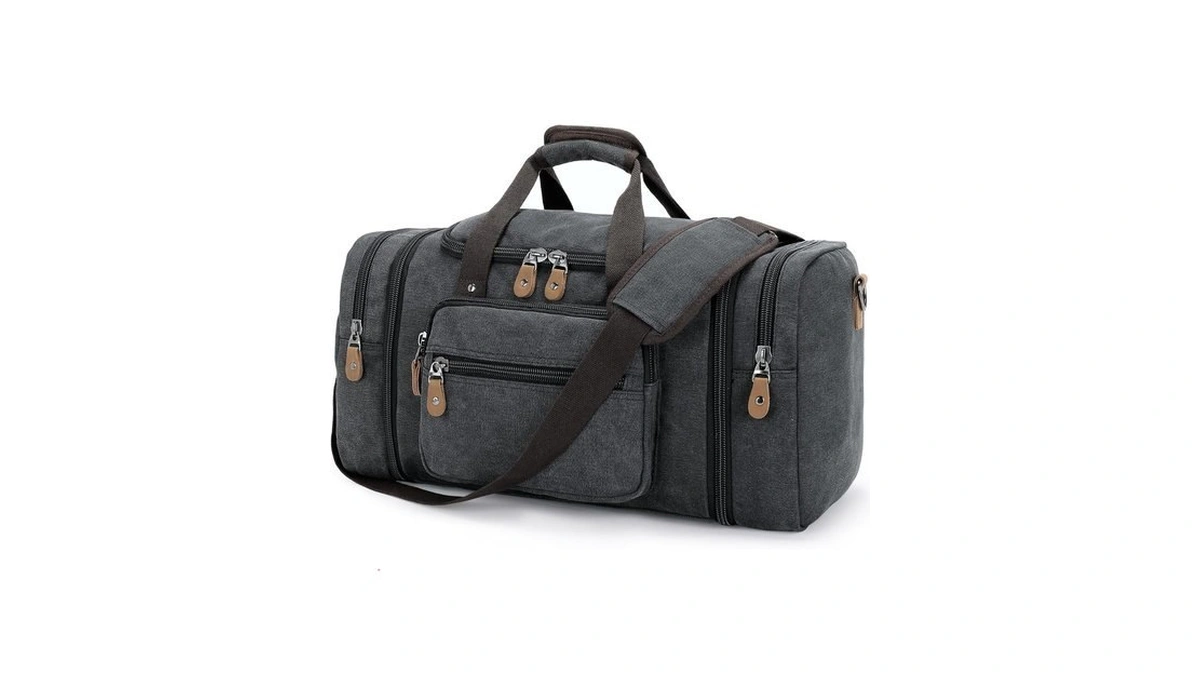 Gonex Canvas Duffle Bag, Expandable 60l Travel Overnight Weekender Bag