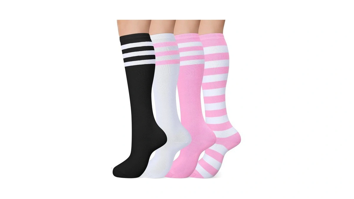 Sorfneo Knee High Socks For Women 4 Pairs, Cotton Long