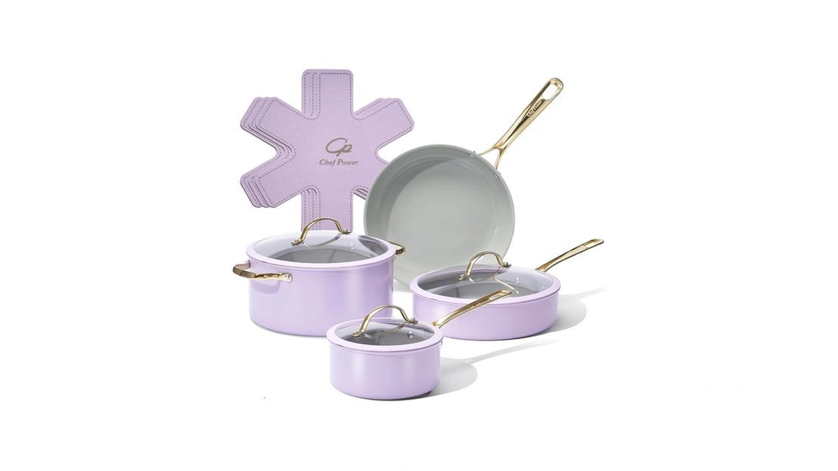 Chef Power Ceramic Cookware Sets, 10pcs Pots And Pans Set