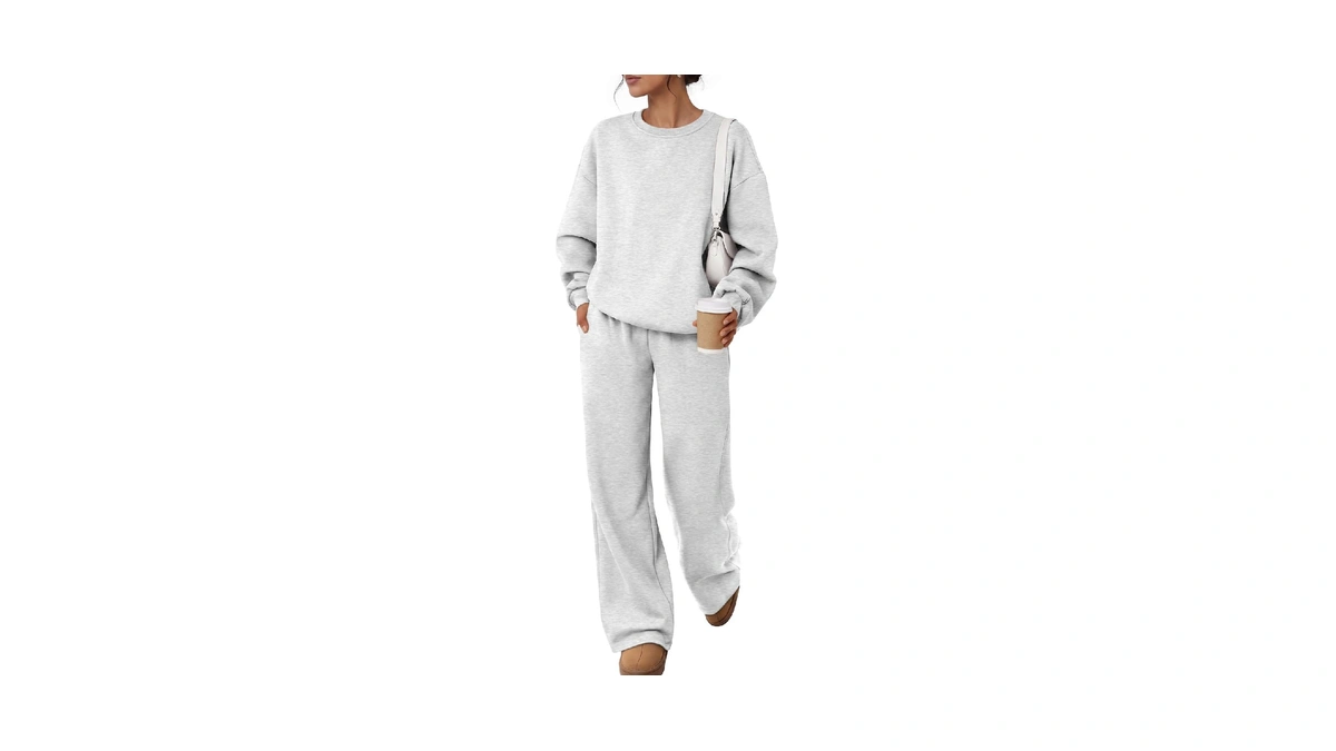 Trendy Queen Womens 2 Piece Sweatsuit Fall Sweat Outfits Lightgray