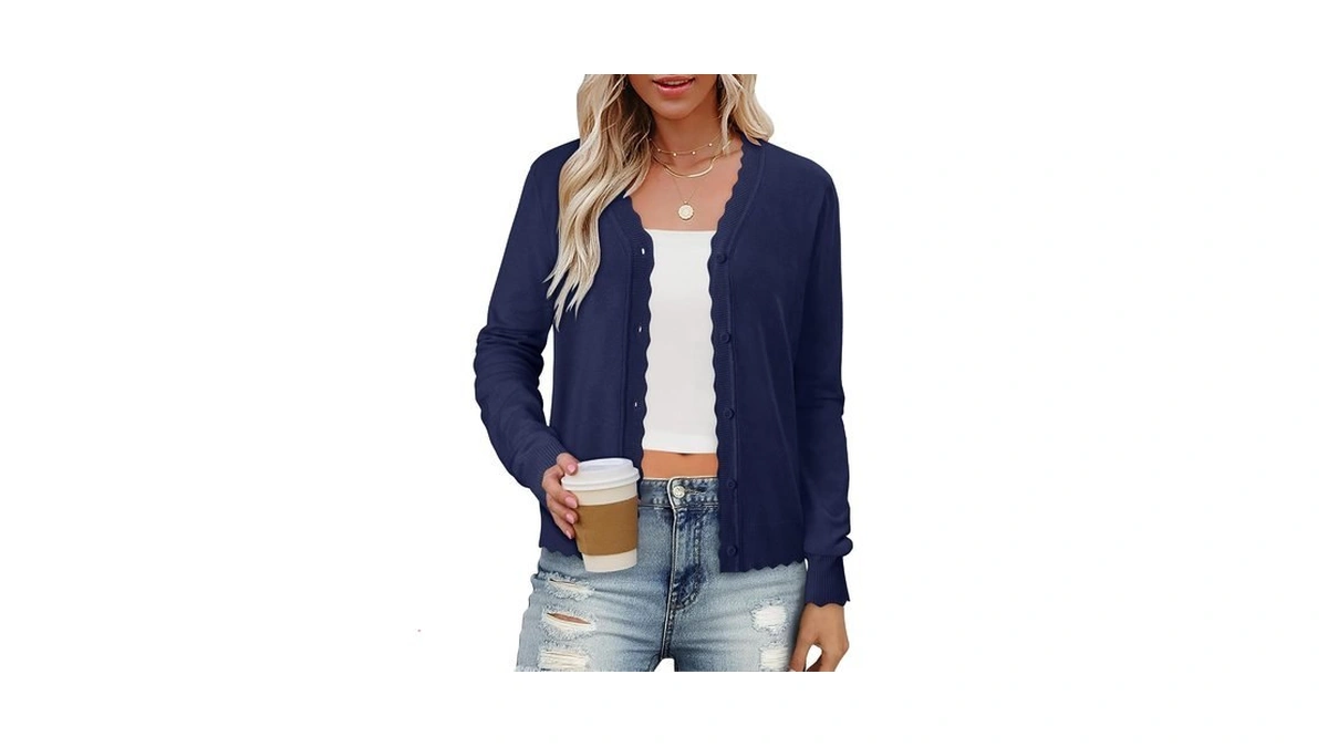 Onlypuff Cardigan Sweater For Women Lightweight V Neck Fall Outfit