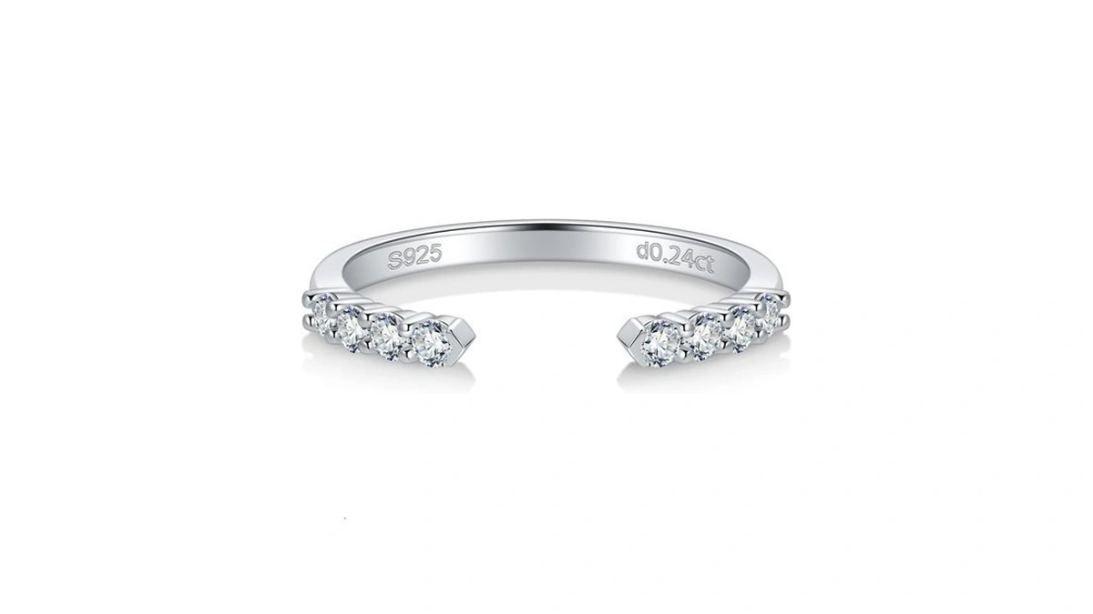 Moissanite Open Wedding Bands For Women Half ...