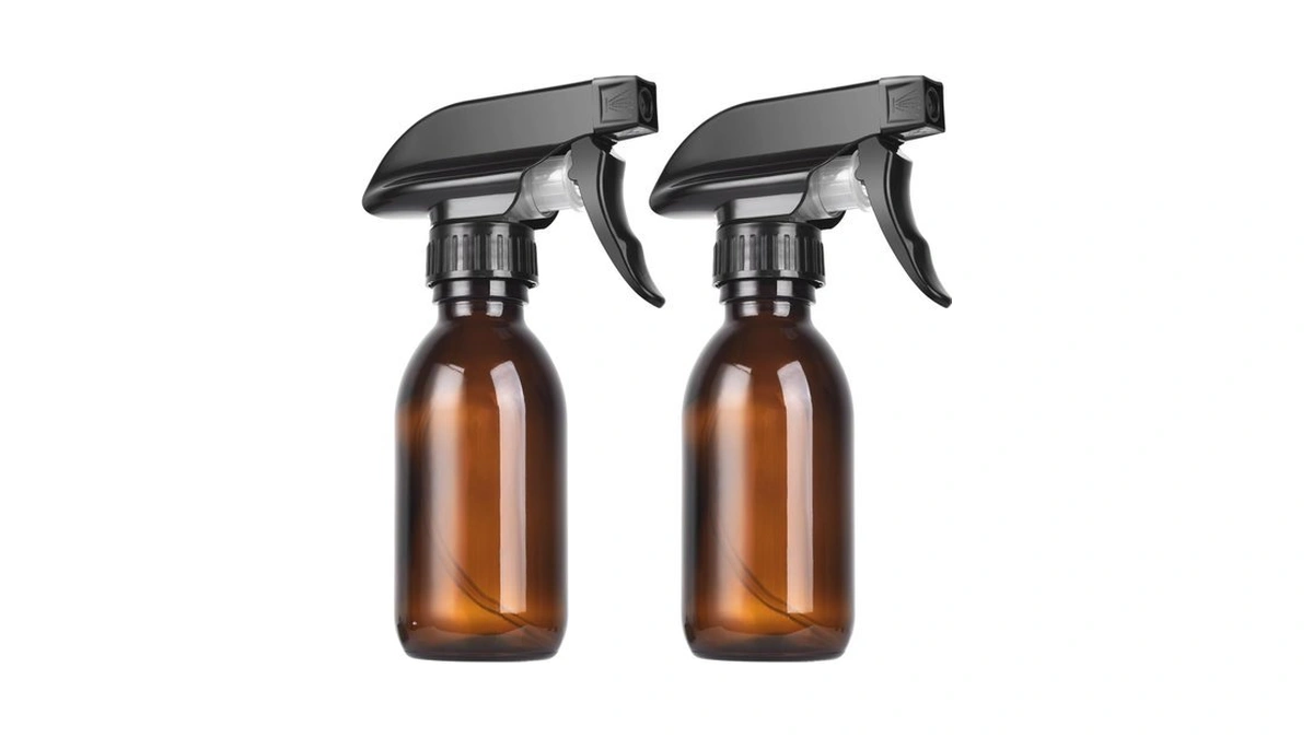 Yunfook 4oz Amber Glass Spray Bottles (2 Pack) - Refillable