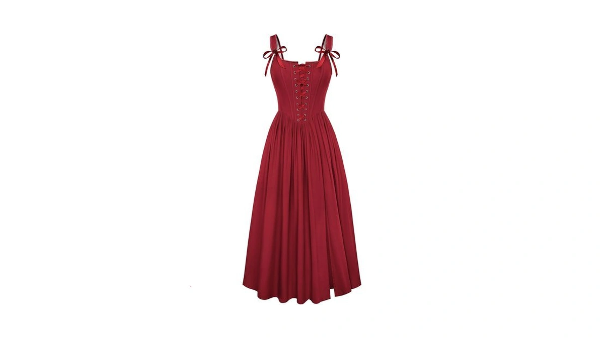 Corset Dress For Women Maxi Cocktail Renaissance Costume Dark Red