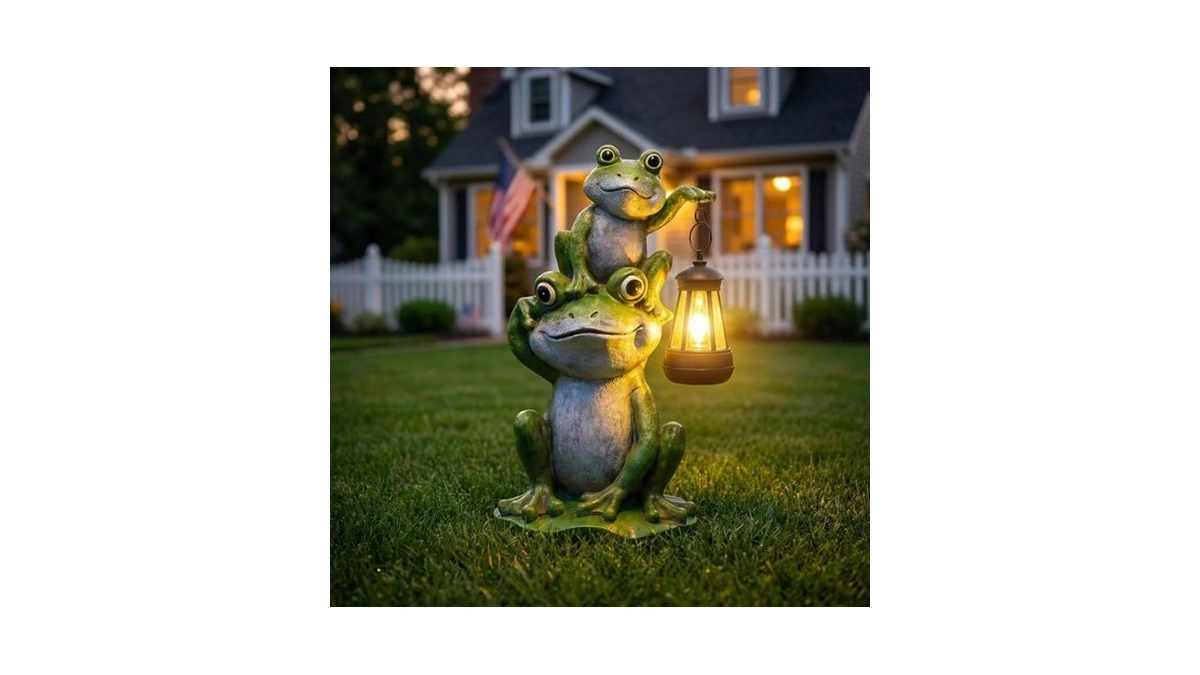 Lyeasw Solar Frog Garden Statues With Lights, Waterproof Outdoor Frog