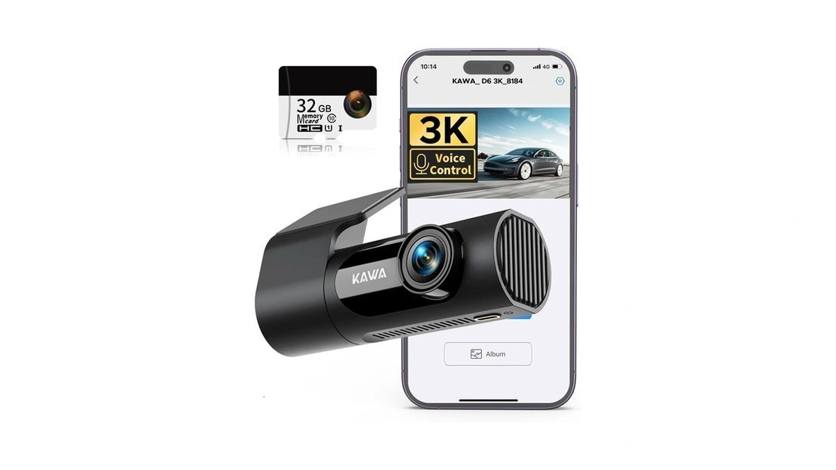 Kawa 3k Dash Cam Front, 360°rotation, Voice Control, Wi-fi Dashcam