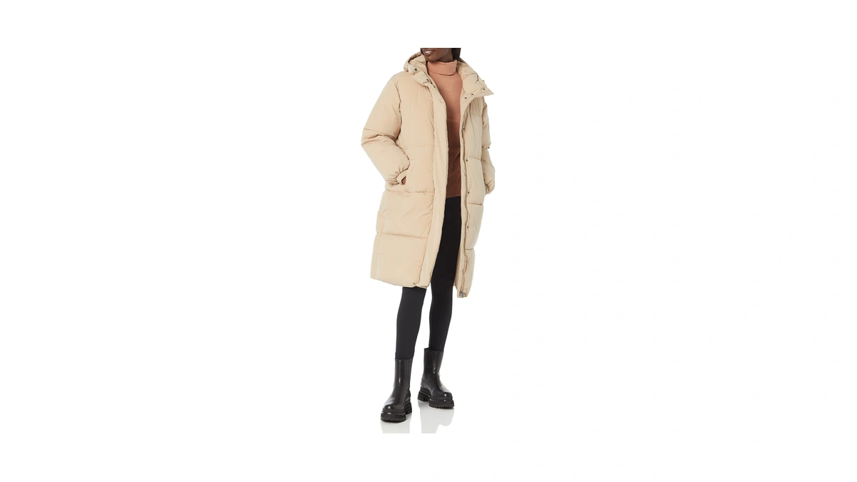 Amazon Essentials Women's Long Puffer Jacket, Tan, 2x