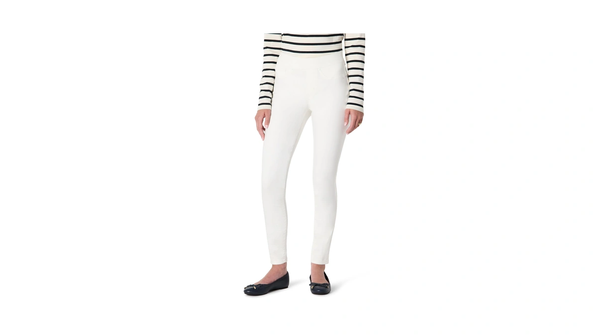 Amazon Essentials Women's Stretch Denim Mid-rise Pull-on Skinny Jegging, White,