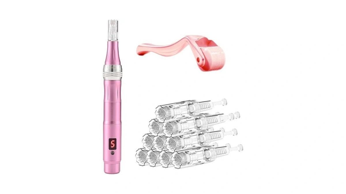 2in1 Face Derma Rmaroller Rmapen Rechargeable Rosepen With Replaceable 12parts