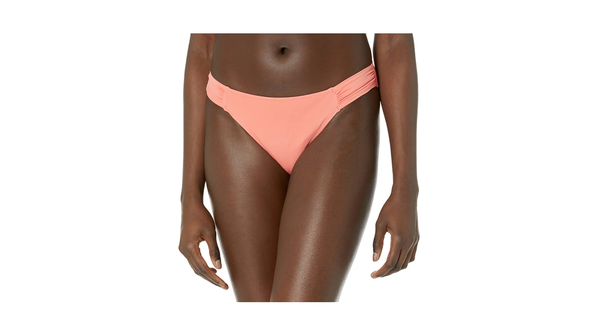 Amazon Essentials Women's Ruched Side Tab Full Coverage Bikini Swimsuit