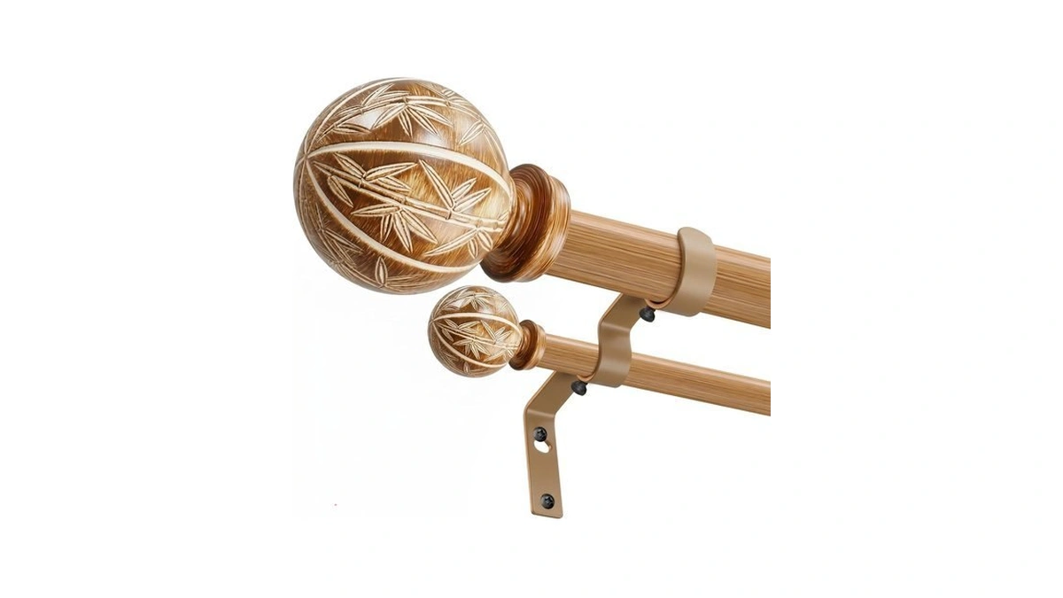 Wood Double Curtain Rods For Windows 36 To 72 Inches，heavy-duty