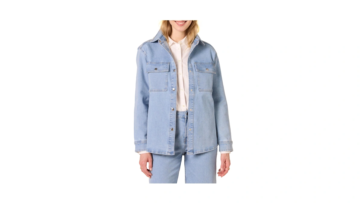 Amazon Essentials Women's Oversized Heavyweight Denim Shirt Jacket, Relaxed Fit,