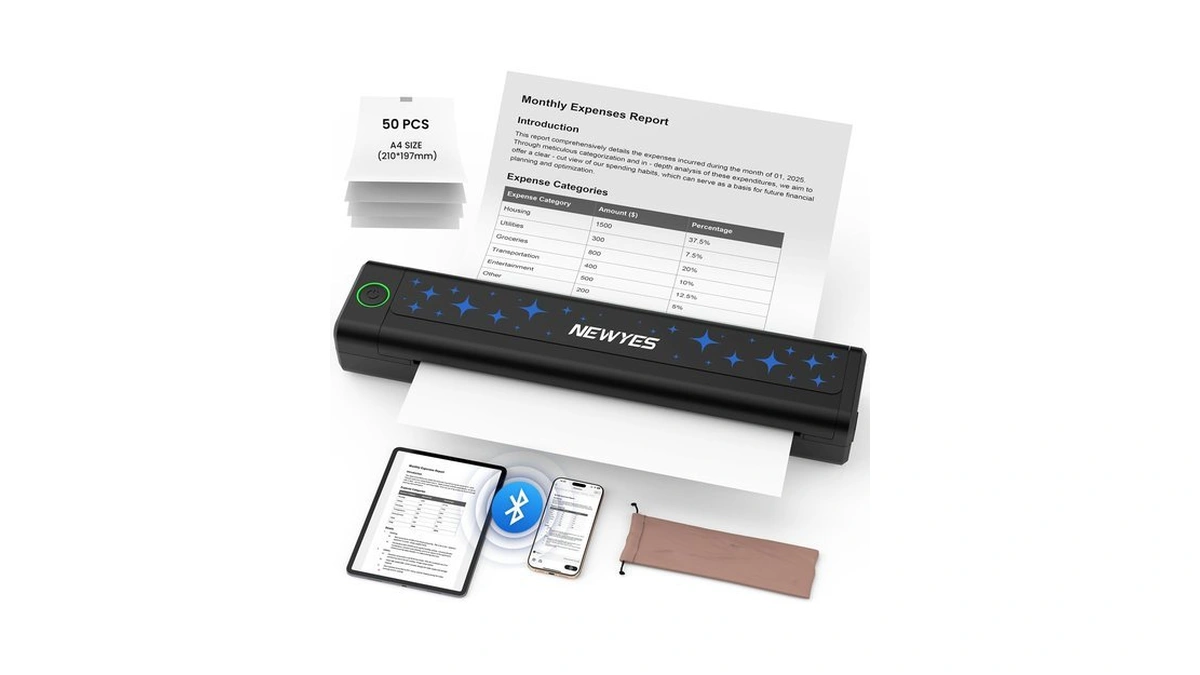 Newyes Portable Thermal Printer Inkless Printer Wireless Connectivity Business Travel