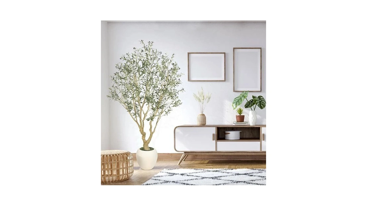 Feelead Olive Trees Artificial Indoor 7ft With 15" Exquisite Planter